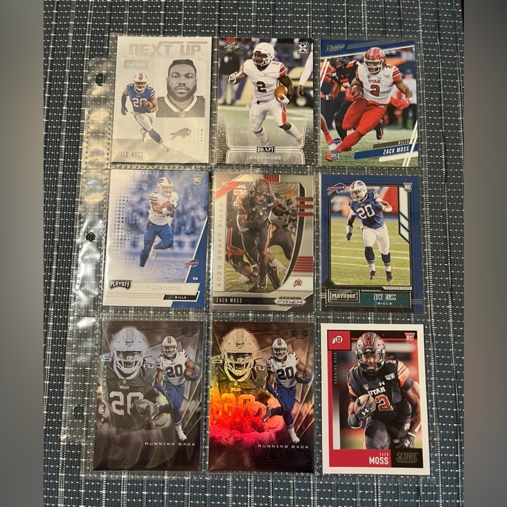🏈 Zack Moss, Lot of 9 NFL Football Trading Cards, New England Patriots